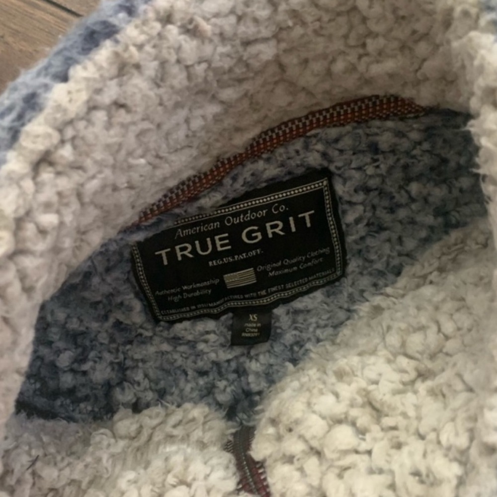 True Grit vintage blue Sherpa pullover jacket - Picture 2 of 4